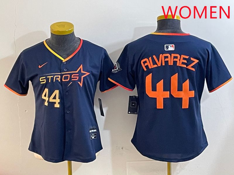Women Houston Astros #44 Alvarez Drak Blue Three generations Joint Name 2025 Nike MLB Jersey style 4104